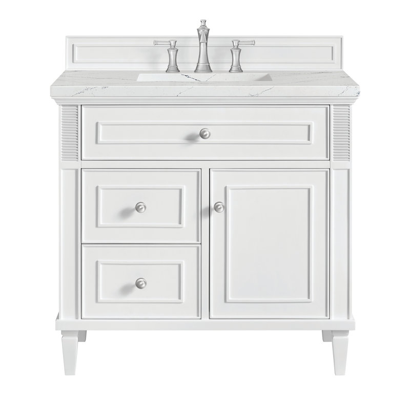 Lorelai 36'' W Single Vanity, Bright White, Ethereal Noctis, 8" Widespread