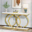Console moderne 55,11 po en simili marbre blanc et doré pour canapé d'entrée, salon et salon-282880873
