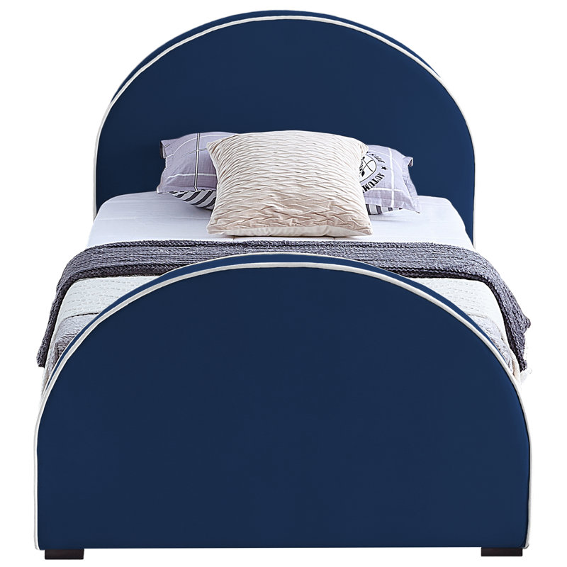 Lit en velours Hilbrand, Simple, Velours marine