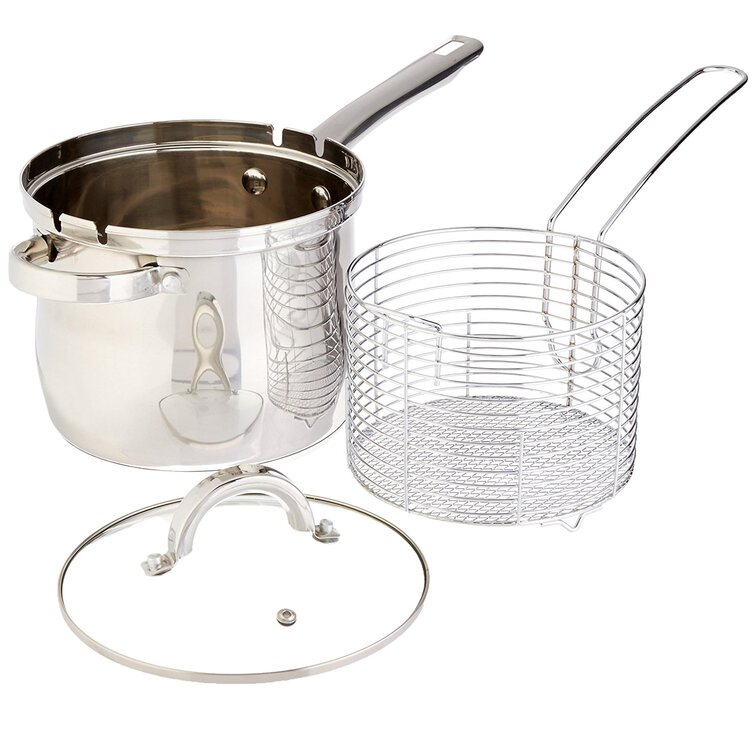 Stainless Steel Multifunction Pot With Lid Deep Fryer With Basket