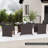 3 Pcs Wicker Bistro Set Balcony Furniture Set With Tempered Glass Dining Table