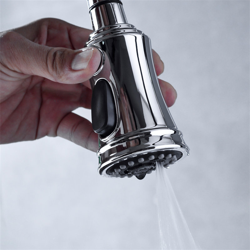 Bridge Kitchen Faucet With Pull-Down Sprayhead In Spot, Chrome