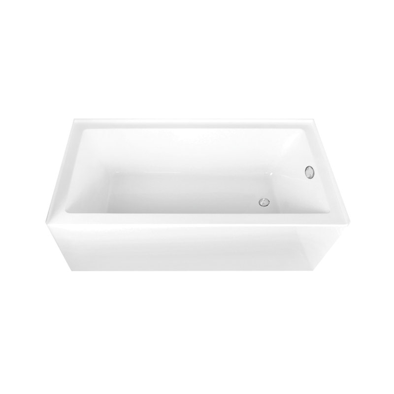 Kingston Brass Aqua Eden 66-Inch Acrylic Rectangular 3-Wall Alcove Tub, Right, Polished Chrome