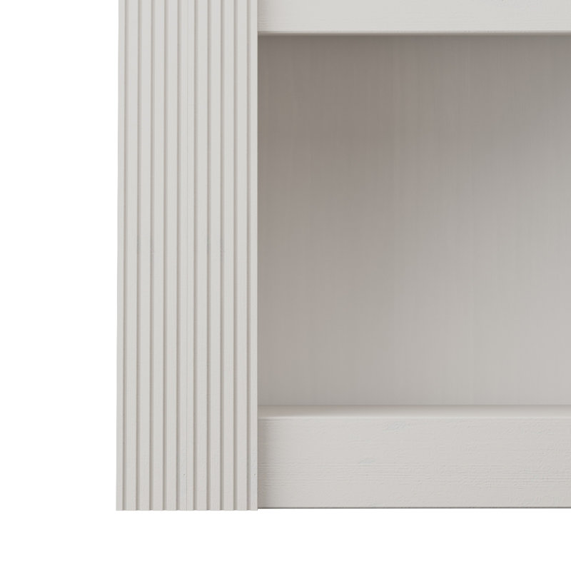 Elona 213cm H x 245cm W Solid Wood Library Bookcase, White Lacquer, Basic
