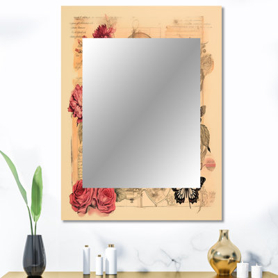 Illustration rétro d'un papillon rose romantique