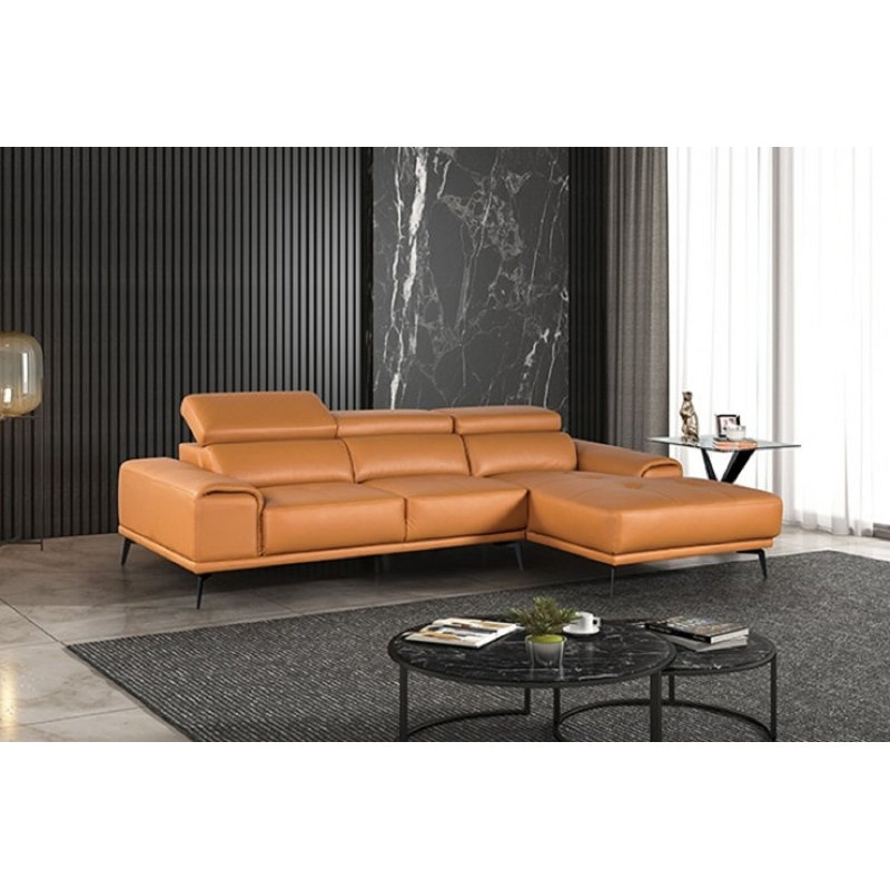 Hoeard L-shaped Sectional, Right Hand Facing, Tangerine Leather Match