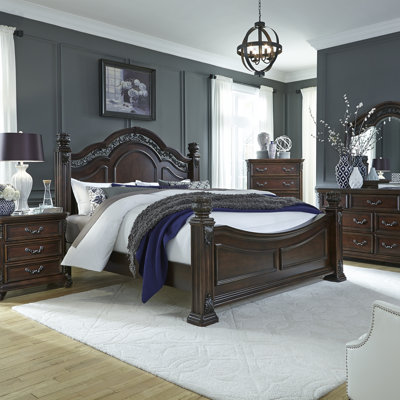 Amala Poster Bed, Dresser & Mirror, Chest, Night Stand -  Liberty Furniture, 737-BR-KPSDMCN