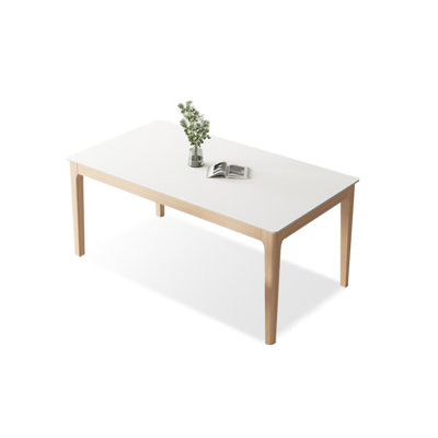 Blanc / table de salle à manger en bois fritté rectangulaire et en bois massif Burlywood