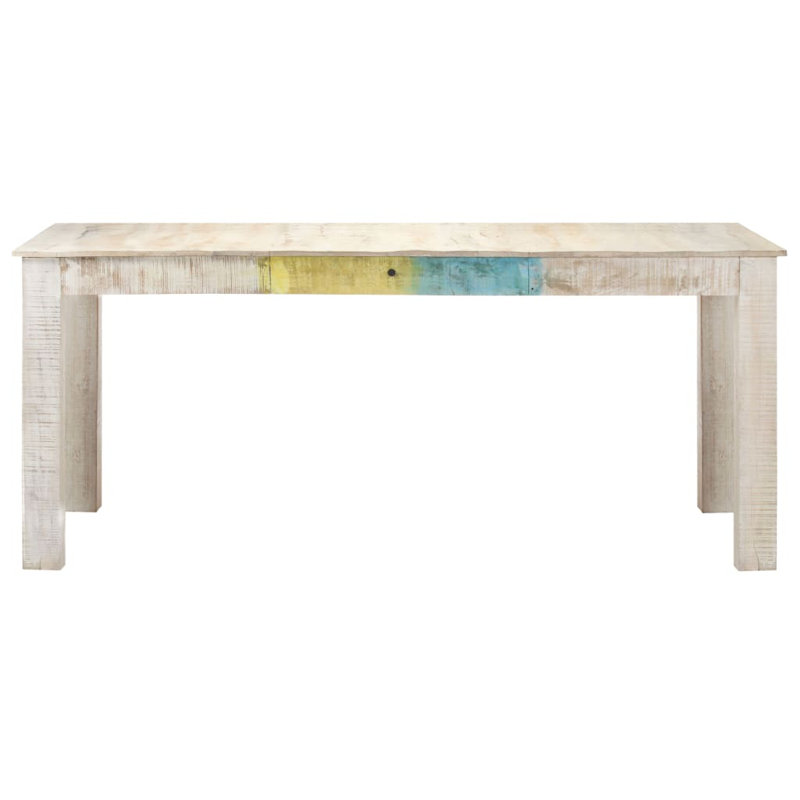 Scandinavian Solid Mango Wood Whitewash Dining Table 70.9" x 35.4"