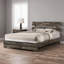 Lit plateforme double profil bas de style chambre à coucher, style rustique contemporain, fabrication en bois massif avec finition brun chaud