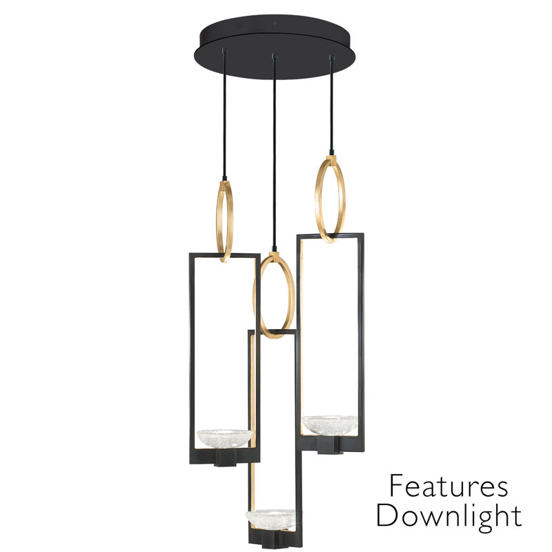 Luminaire suspendu géométrique à DEL 6 lumières Delphi, Noir
