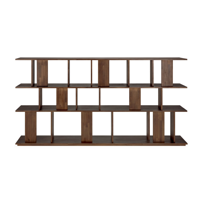 Irregular Solid Wood Geometric Bookcase, 45.5" H x 88" W x 14.5" D