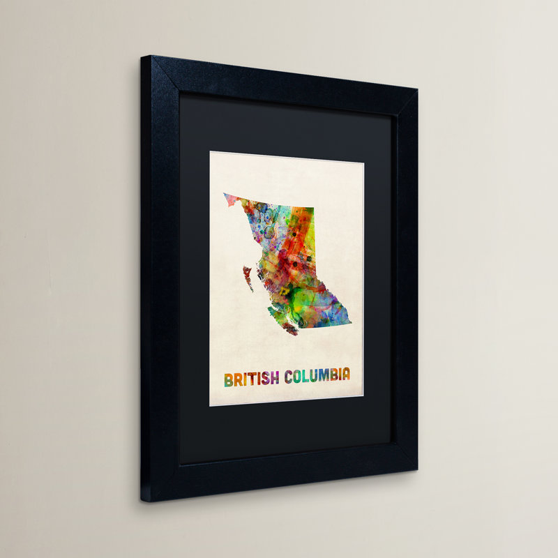 « british columbia map », impression encadrée, H 14 po x l 11 po x P 0,5 po, Noir