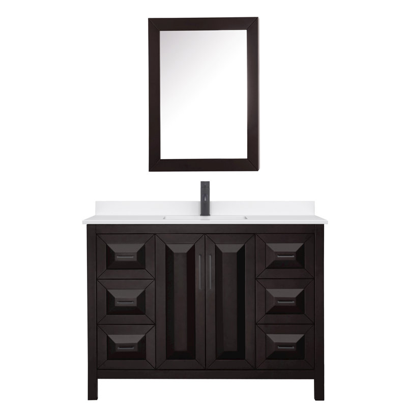 Daria 48'' W Vanity, Matte Black, Brown, White Quartz