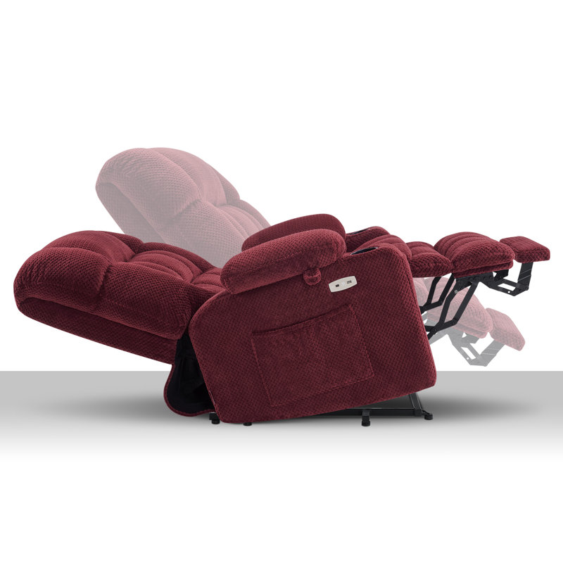 26.4" Seat Width Dual Motor Power Recliner Lift Chair with Massage and Heat, Infinite Position, Fabric, Red
