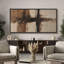 «Rustic Cross-Form Brushstroke Abstract» en brun et noir - impression sur toile encadrée de la chambre principale-709870973-709870972