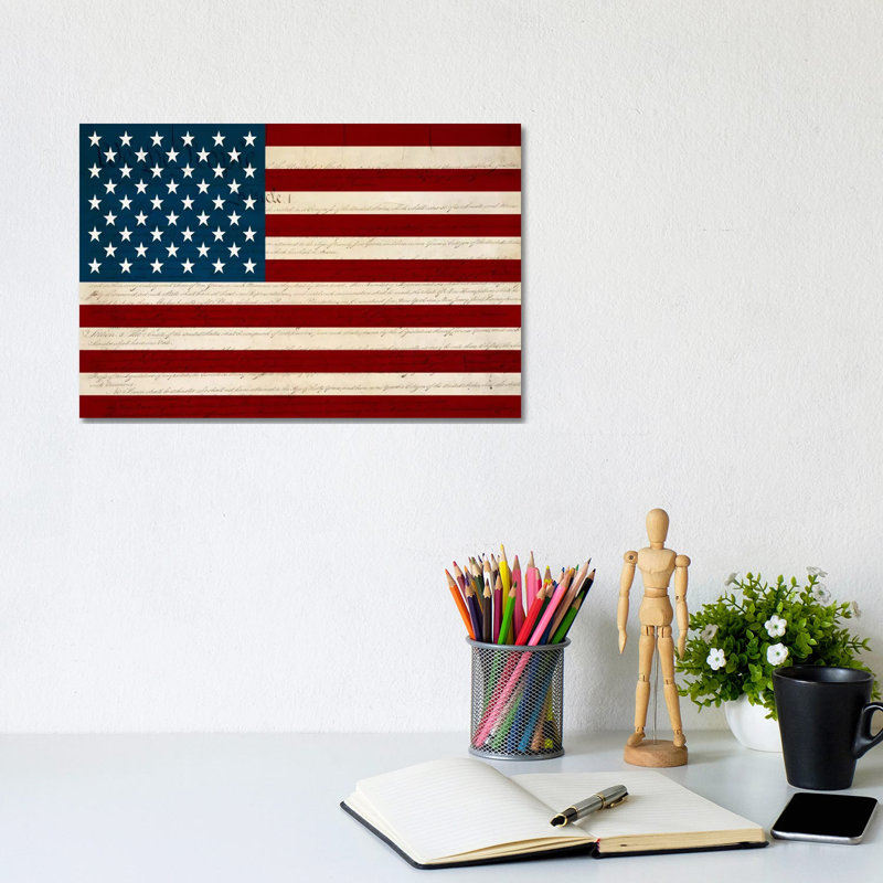 «U.S. «Constitution American Flag», reproduction d'art sur toile tendue, H 8 po x l 12 po x P 0,75 po