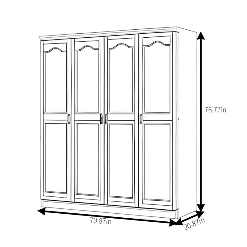 Simple And Classic Wardrobe, 76.77" H x 70.87" W x 20.87" D