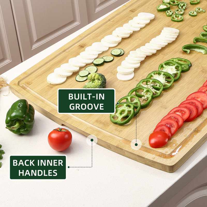Grande planche à découper en bois pour la cuisine, planche de charcuterie en bambou