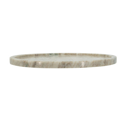 D10" Round Marble Tray With Natural Gray Finish