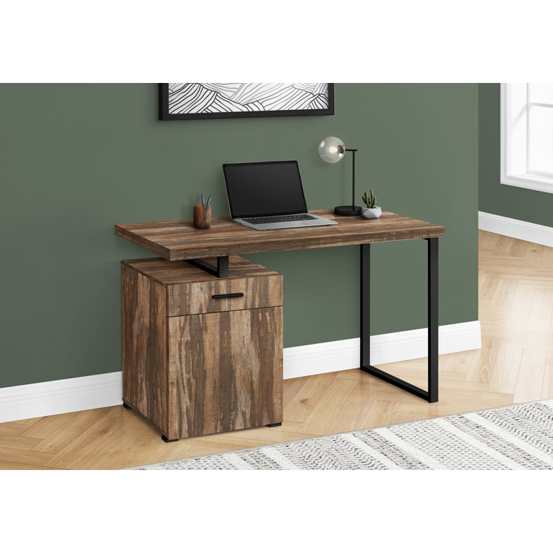 Bureau d'ordinateur, bureau personnel, ordinateur portable, installation à gauche, à droite, tiroirs de rangement