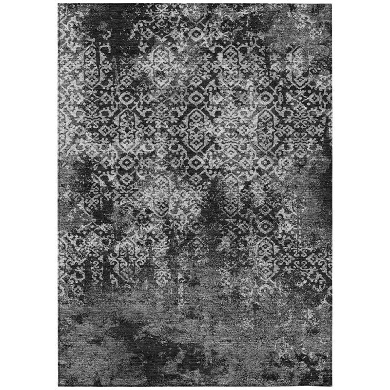 Machine Washable Indoor/Outdoor Chantille ACN2713 Casual Rug, 10' x 14', Black