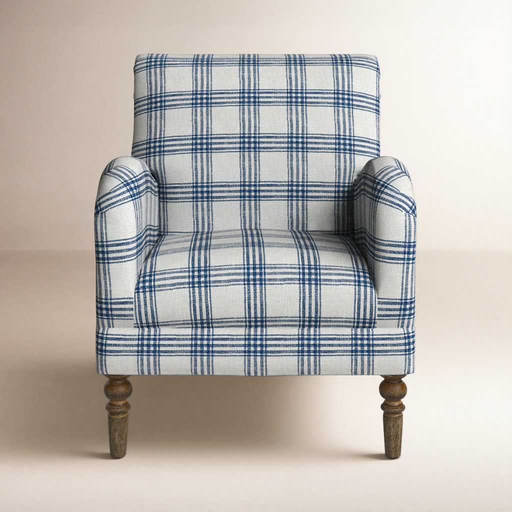 Arching Upholstered Armchair, Navy 100% Polyester