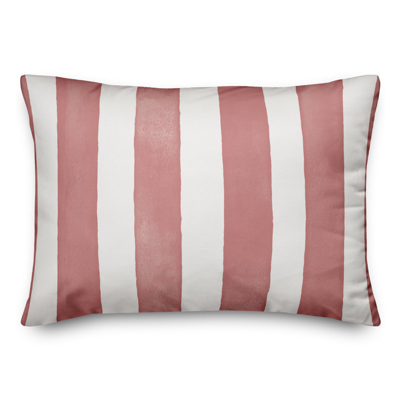 Housse et insert de coussin d'extérieur rectangulaire Watercolor Stripe 17, Rose