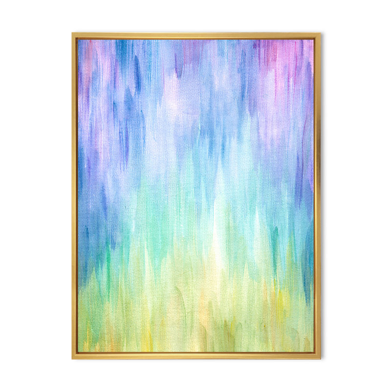 «Living Ink Rainbow», peinture sur toile, H 20 po x l 12 po x P 1 po, Cadre flottant doré