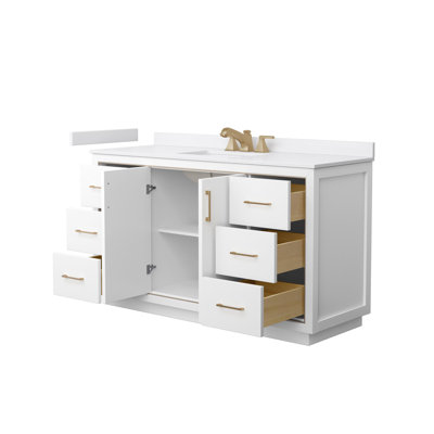 Icon 60" Freestanding Single Bathroom Vanity with Cultured Marble Top