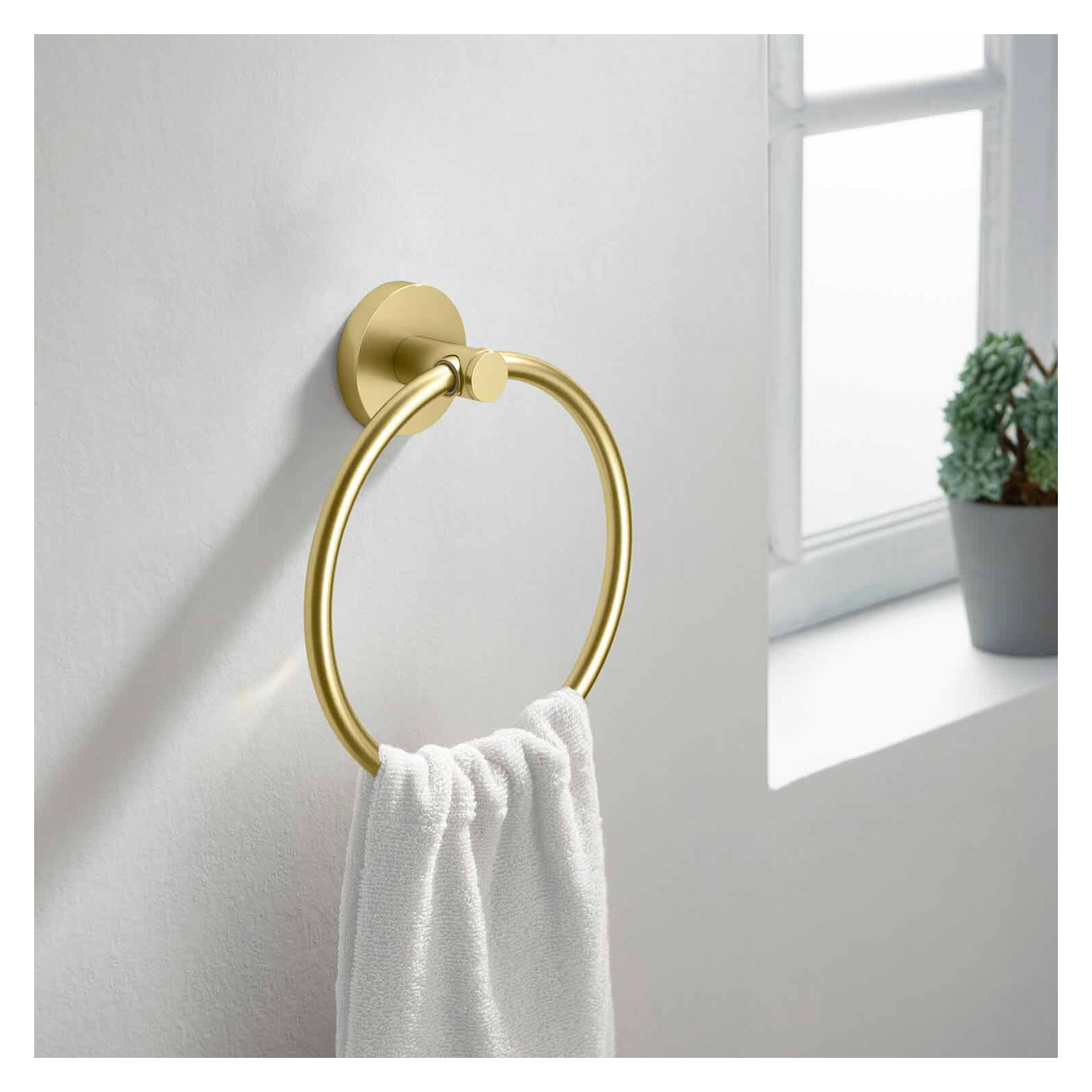 Circular Bathroom Towel Ring, Brushed Gold