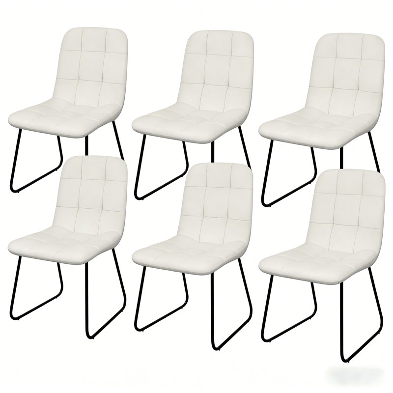 47cm H Tufted Upholstered Upholstered Back Side Chair in Brown, White