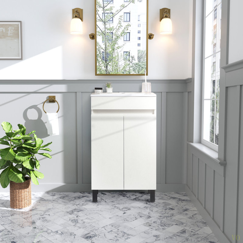 Trépied de salle de bain 20 "avec lavabo en céramique idéal pour les petites salles de bain et salles d'eau