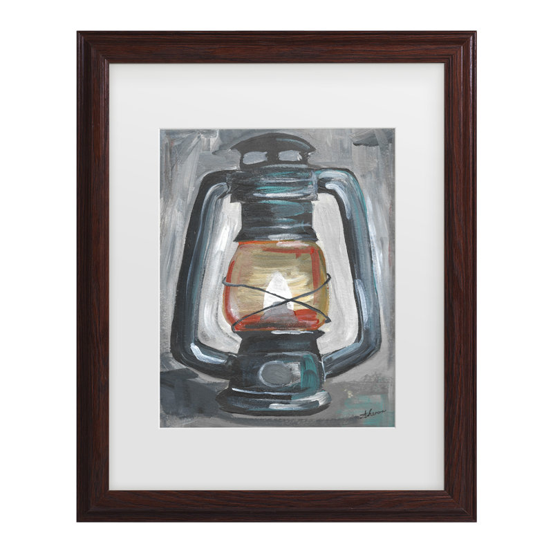 Art encadré à la lanterne bolognaise Theron, H 13,75 po x l 16,75 po, Cadre noyer