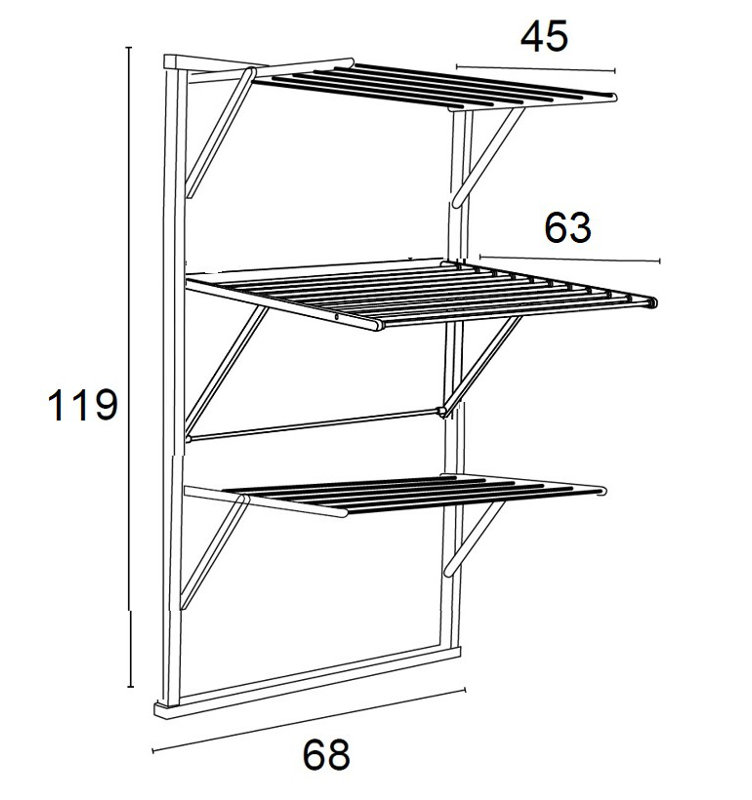 Foldable Wall-Mounted Drying Rack, Cherry