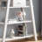 Modern Display Cabinet 4- Tier Open Shelving with Center Drawer in White Oak