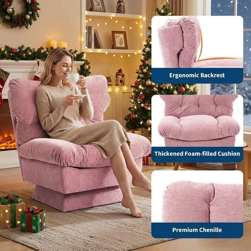 Upholstered Swivel Side Chair, Pink