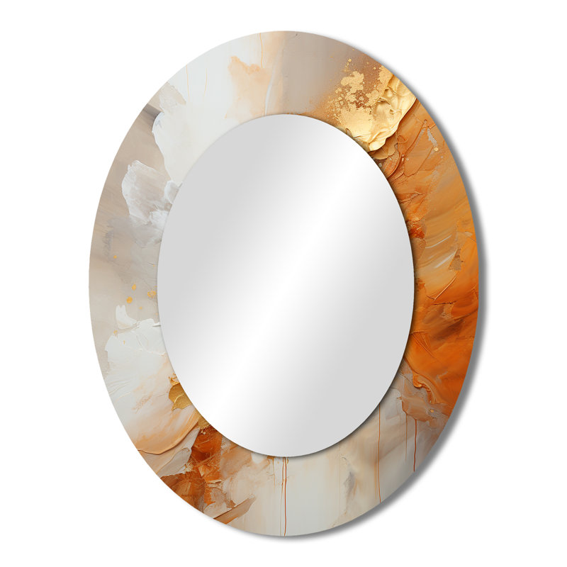 Or blanc champagne lever de soleil spirales I - miroir mural ovale doré, 43 po x 33 po