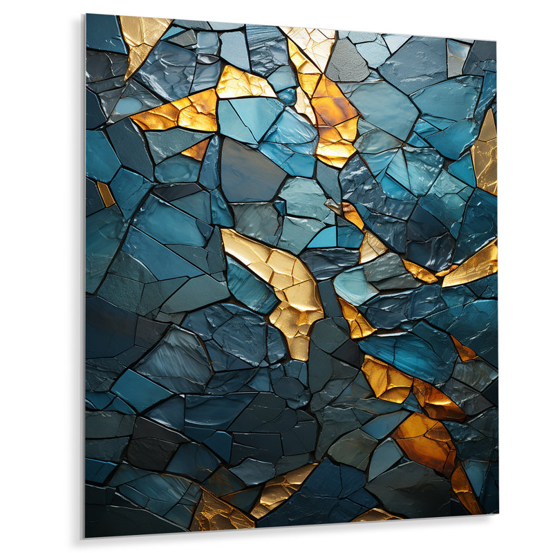 Décoration murale mosaïque de pierre jaune et grise I, H 32 po x l 24 po x P 1 po