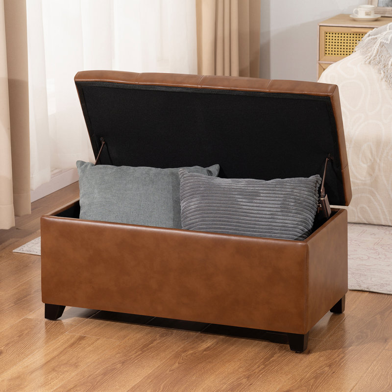 Banc de repose-pieds rectangulaire en similicuir de 32 po pour le salon