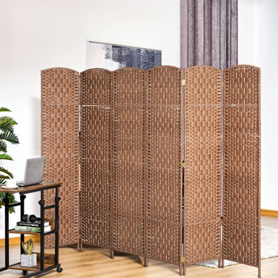 Paravent naturel à tissage naturel de 6 pi de hauteur, cloison élégante à 6 cloisons, pliable et configurable - tissé, élégant et polyvalent