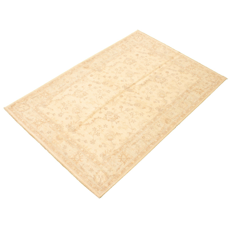 Tapis décoratif en laine de conception unique 6 pi x 8 pi 10 po noué à la main New Age Ushak