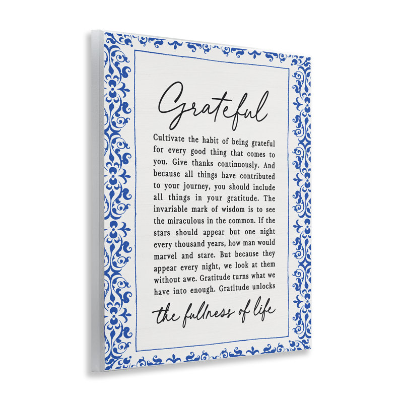 «Gratitude Unlocks Fullness Of Life», plaque murale avec lettres et lignes