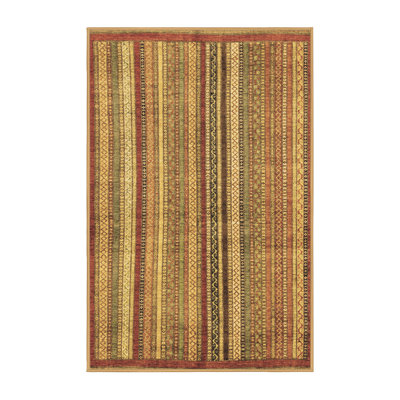 Tapis brun oriental en laine / polyester tissé à la machine 8 pi x 10 pi Oriental