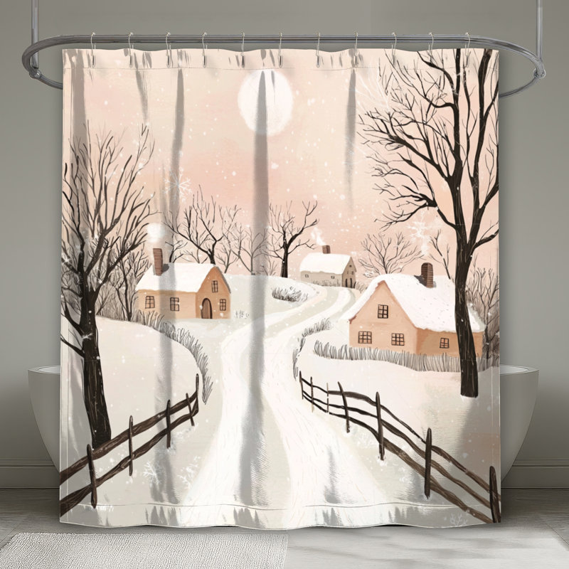 Rideau de douche Winter - Scenic Bathroom Decor Cottage, H 94 po x l 71 po