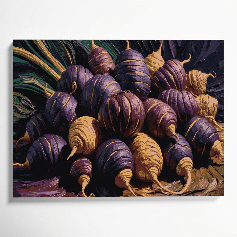 Légumes, art mural mashua sur toile mauve, H 24 po x l 36 po