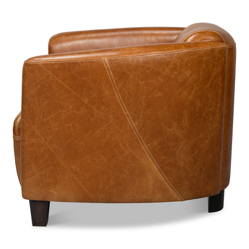 Mandy Armchair, Brown Genuine Leather