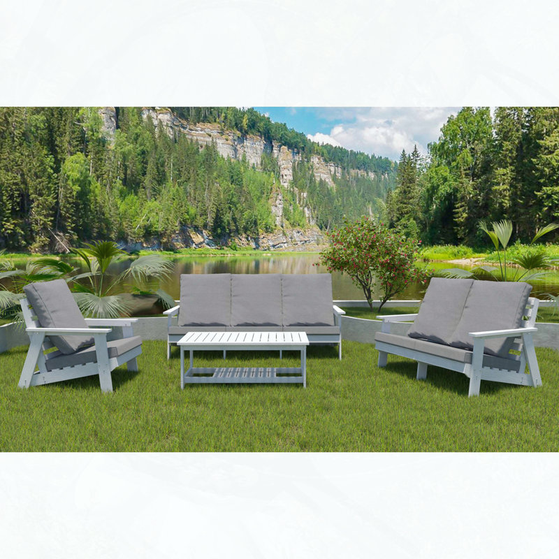 HIPS All-Weather Outdoor Single Sofa with Wood Grain Finish