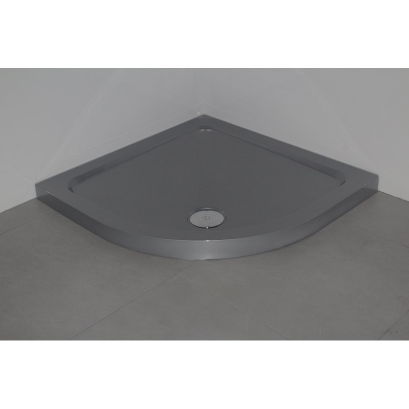 Slimline 35Mm 800X800 Quadrant Silver Grey Stone Shower Tray, 3.5cm H x 90cm W x 90cm D, Silver Grey