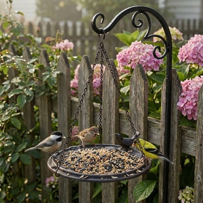 12'' W Metal Hanging Mosaic Birdbath, Copper Rust